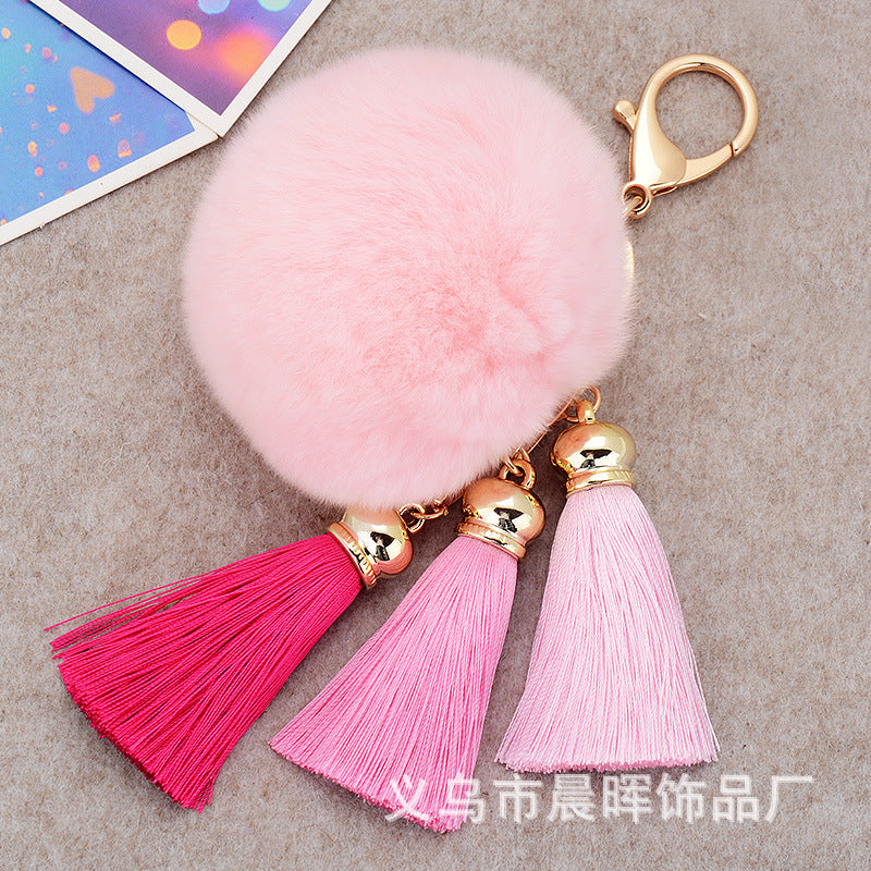 Wholesale Creative New Plush Ball Tassel Pendant Wholesale Plush Keychains